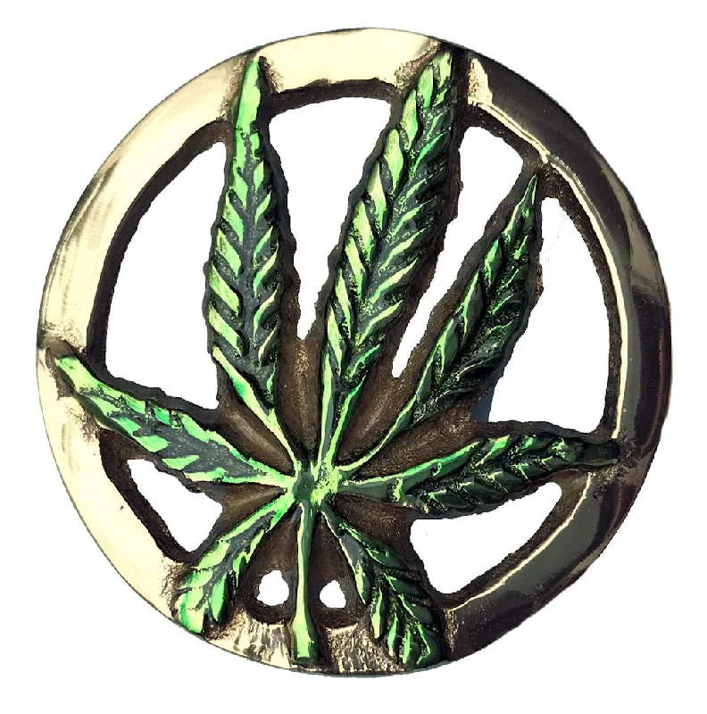 Ash Leaf Round Green Belt Buckle