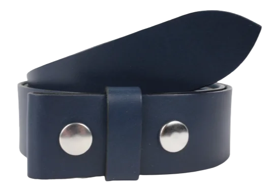 Blue 1.25 Inch (32mm) Buckleless Leather Belt Strap