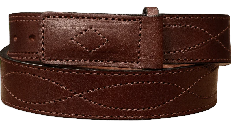 The Pit Boss: Brown Figure 8 Brown Stitched Buckle-less Ball Hook 1.50"