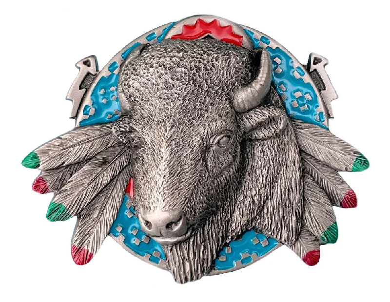 Buffalo on Indian Shield Belt Buckle