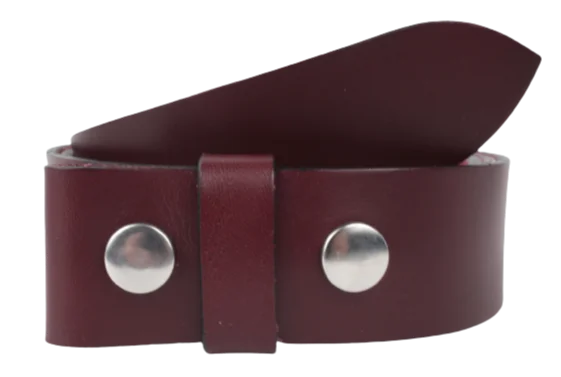 Burgundy 1.25 Inch (32mm) Buckleless Leather Belt Strap