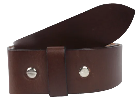 Chestnut 1.25 Inch (32mm) Buckleless Leather Belt Strap Chicago Screws