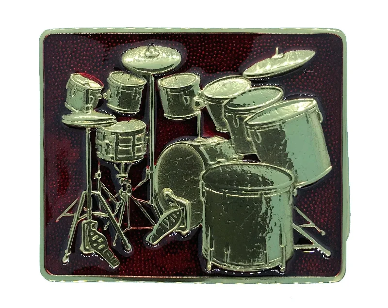 Drum Kit Brass Red Belt Buckle