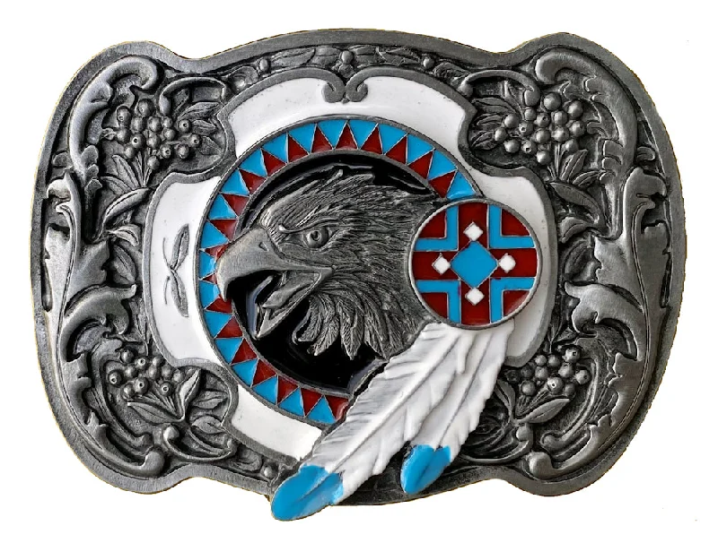 Eagle Head Feathers Belt Buckle