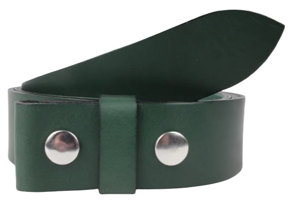 Green 1.25 Inch (32mm) Buckleless Leather Belt Strap