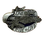 Live To Ride Eagle Scroll Belt Buckle