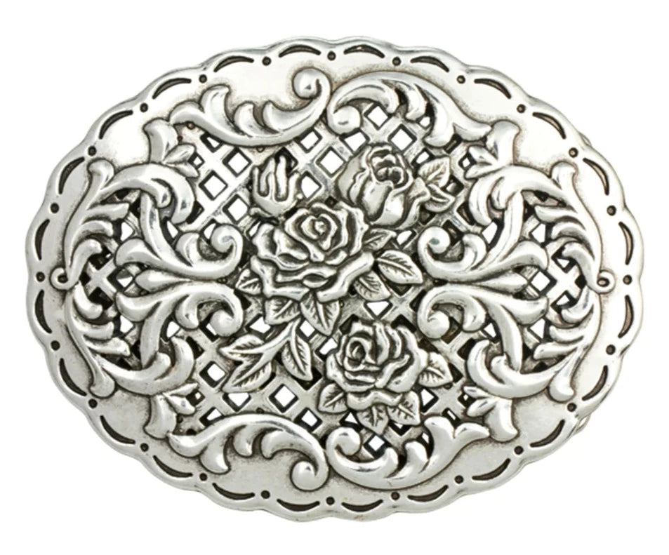 Oval Rose Trophy Belt Buckle