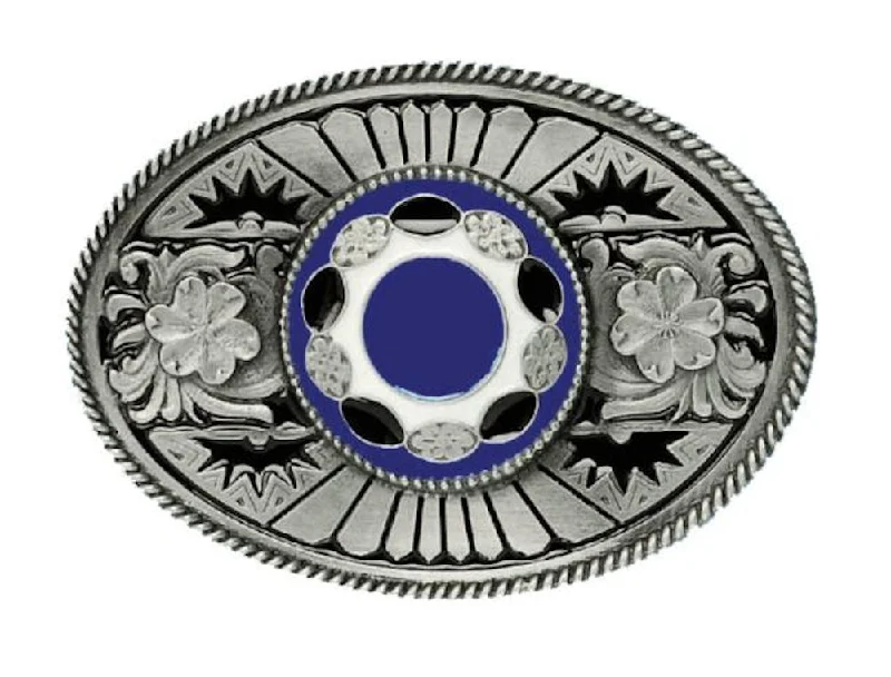 Oval Stone Blue Belt Buckle