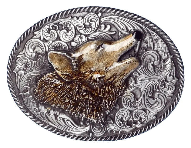 Oval Wolf Head Belt Buckle