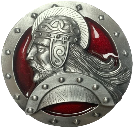 Red Viking Head Belt Buckle