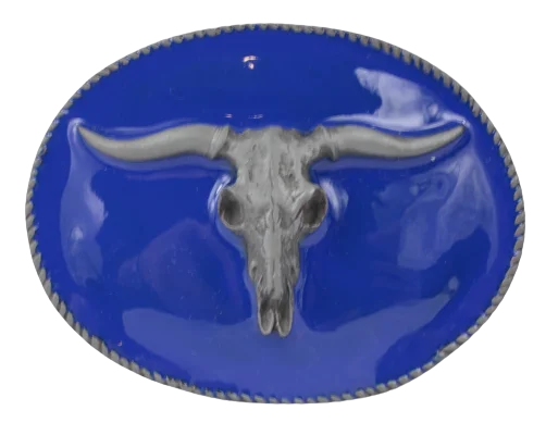 Rodeo Steer Blue Pewter Belt Buckle