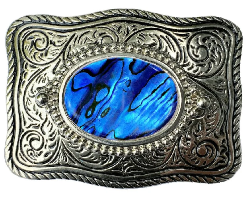 Shell Swirl Blue Belt Buckle