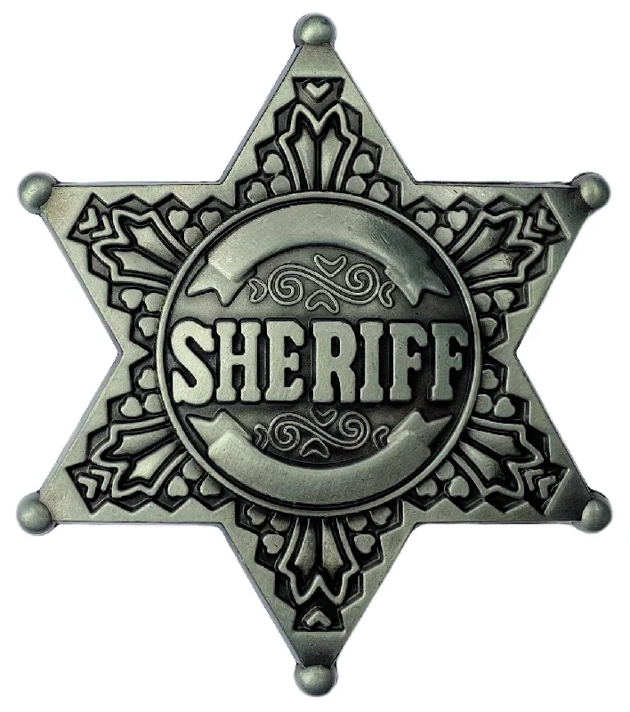 Sheriff Star Belt Buckle Pewter Plated