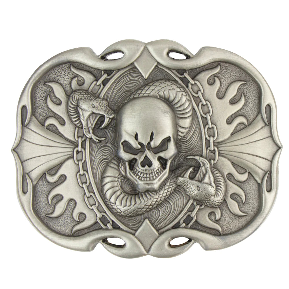 Skull Snake Trophy Belt Buckle