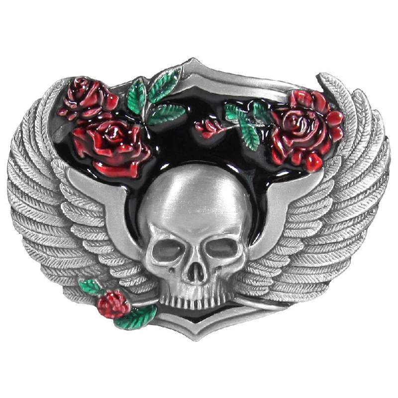 Skull With Wings Belt Buckle