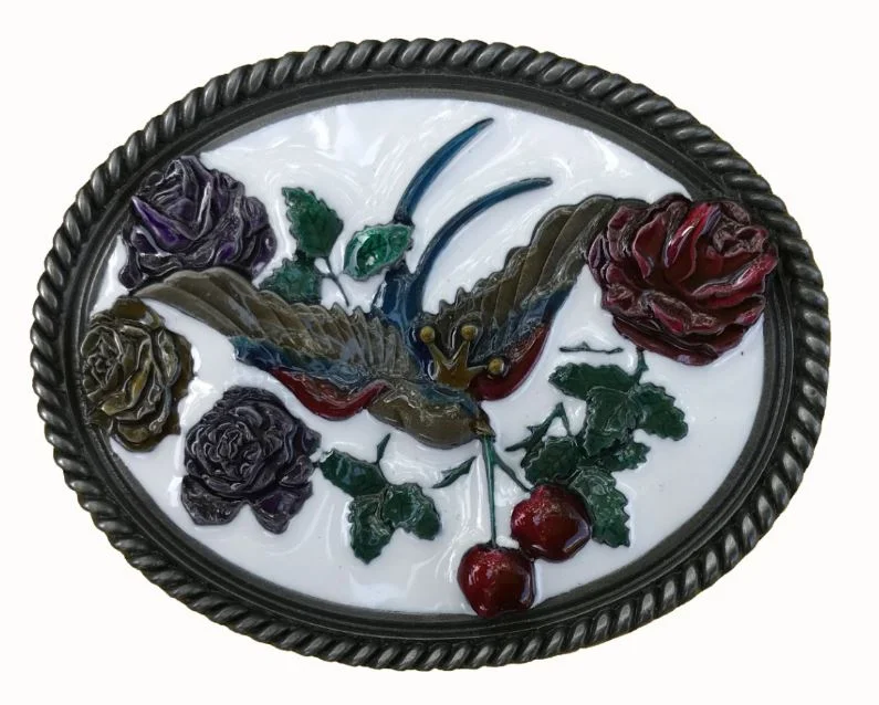 Swallows Cherries White Belt Buckle