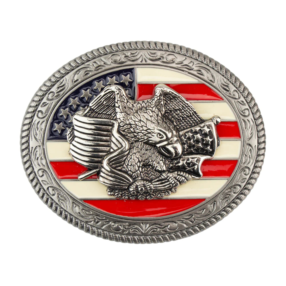 USA Flag and Eagle Trophy Belt Buckle