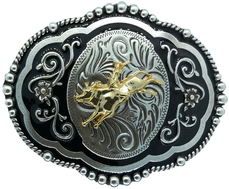 Wrangler Bull Rider Black Belt Buckle