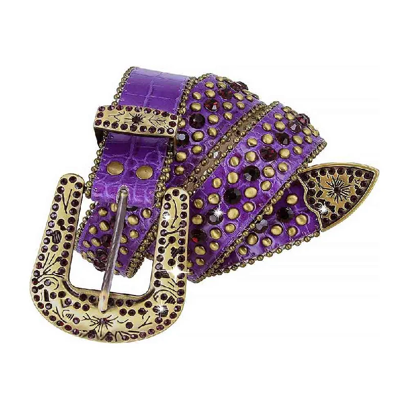 Purple With Studs And Dark Purple Stones Studded Rhinestones Belts