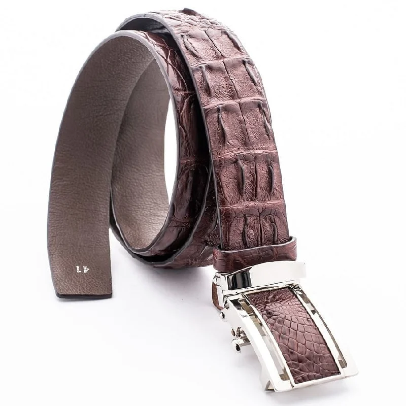 Dark Brown Backbone Crocodile Leather Belt