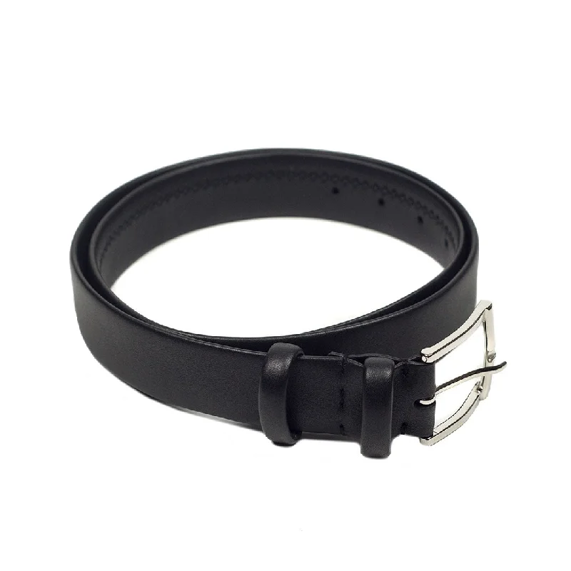 Black smooth calf "tubo" tubular dress belt