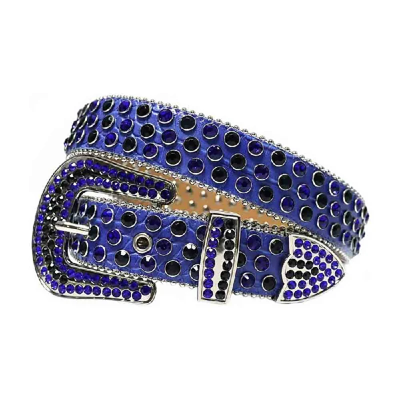 Blue Strap With Black & Blue Studded Rhinestone Belt