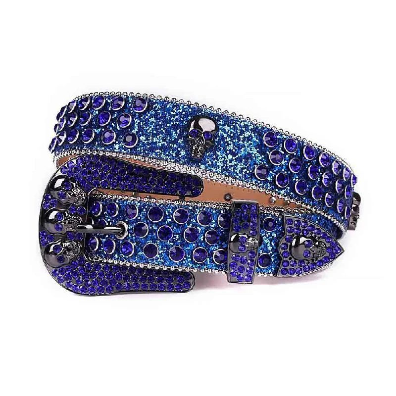 Blue Strap With Purple Studded Rhinestone Belt