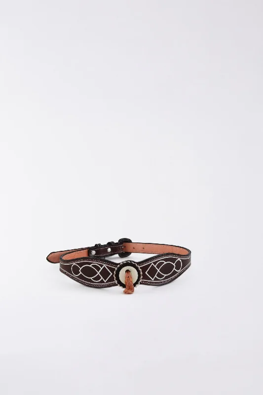 BROWN GEOMETRIC ENGRAVING CORRELLON BELT