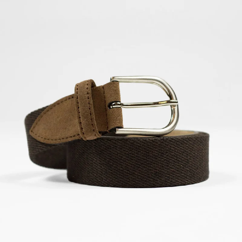 Brown Olona canvas and dusty brown suede belt