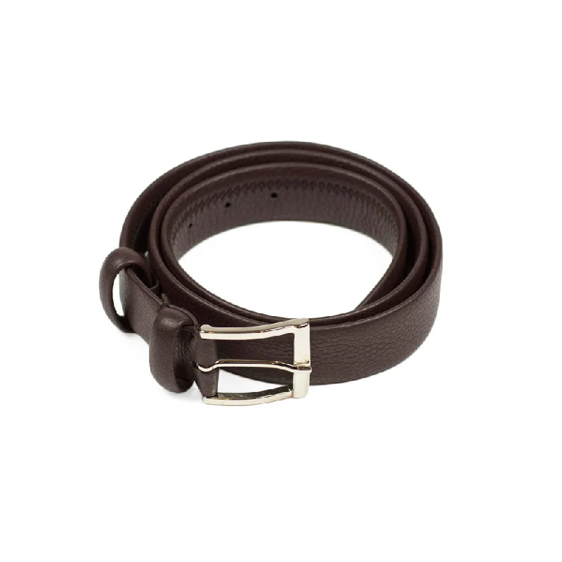 Brown soft calf "tubo" tubular dress belt