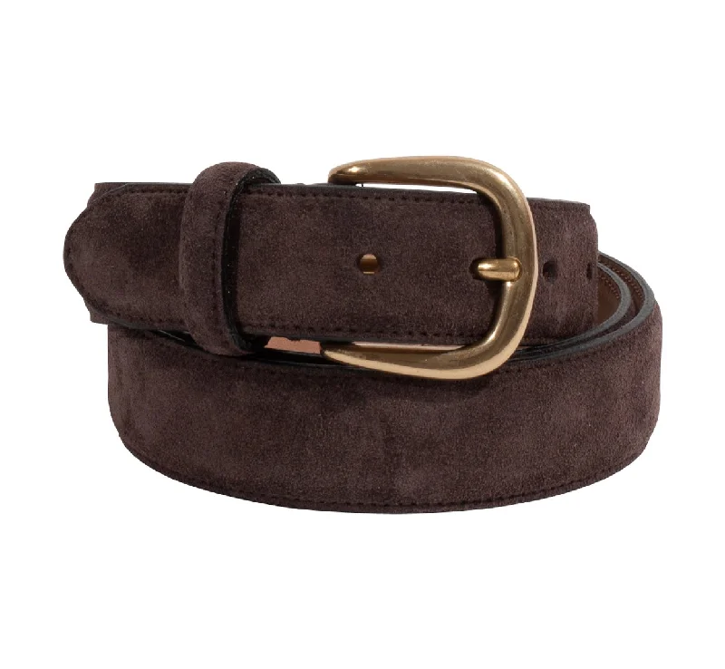 Brown Suede 35mm Belt - Solid Brass Buckle