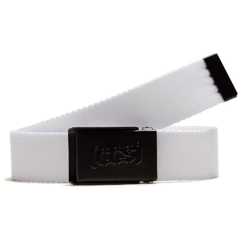 CCS Black Logo Buckle Belt - White