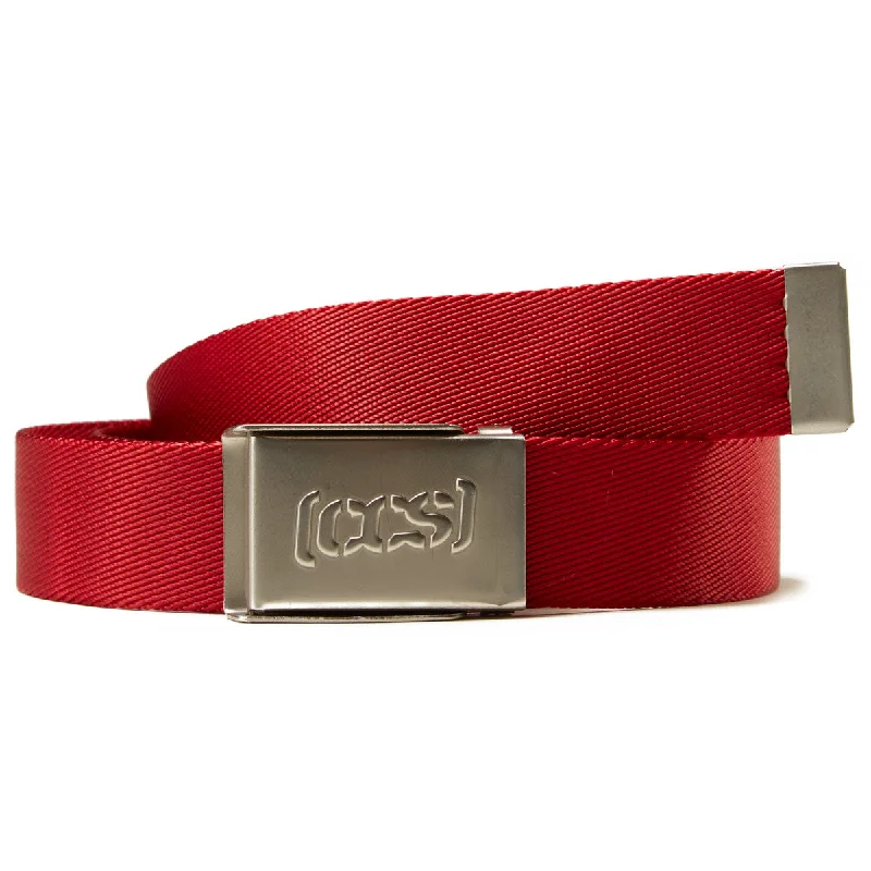 CCS Silver Logo Buckle Belt - Red