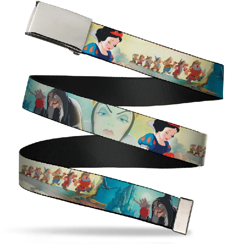 Chrome Buckle Web Belt - Snow White/Dwarves/Old Witch/Evil Queen Scenes Webbing