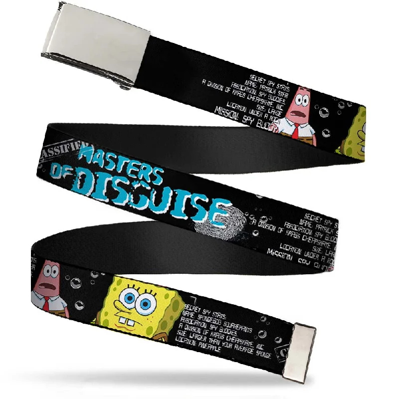 Chrome Buckle Web Belt - SpongeBob & Patrick Starfish/Spy Profile MASTERS OF DISGUISE Webbing