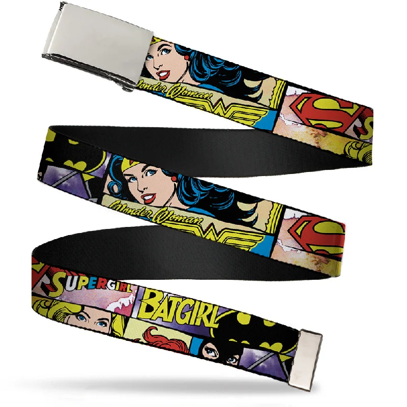 Chrome Buckle Web Belt - Superheroines Wonder Woman/Supergirl/Batgirl Webbing