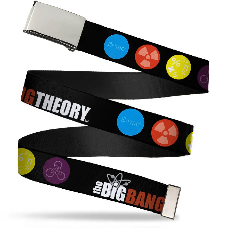 Chrome Buckle Web Belt - THE BIG BANG THEORY DNA/Atom/E/Radiation Black Webbing