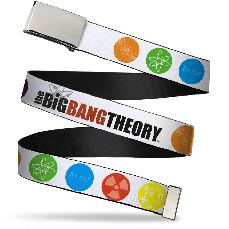 Chrome Buckle Web Belt - THE BIG BANG THEORY DNA/Atom/E/Radiation White Webbing