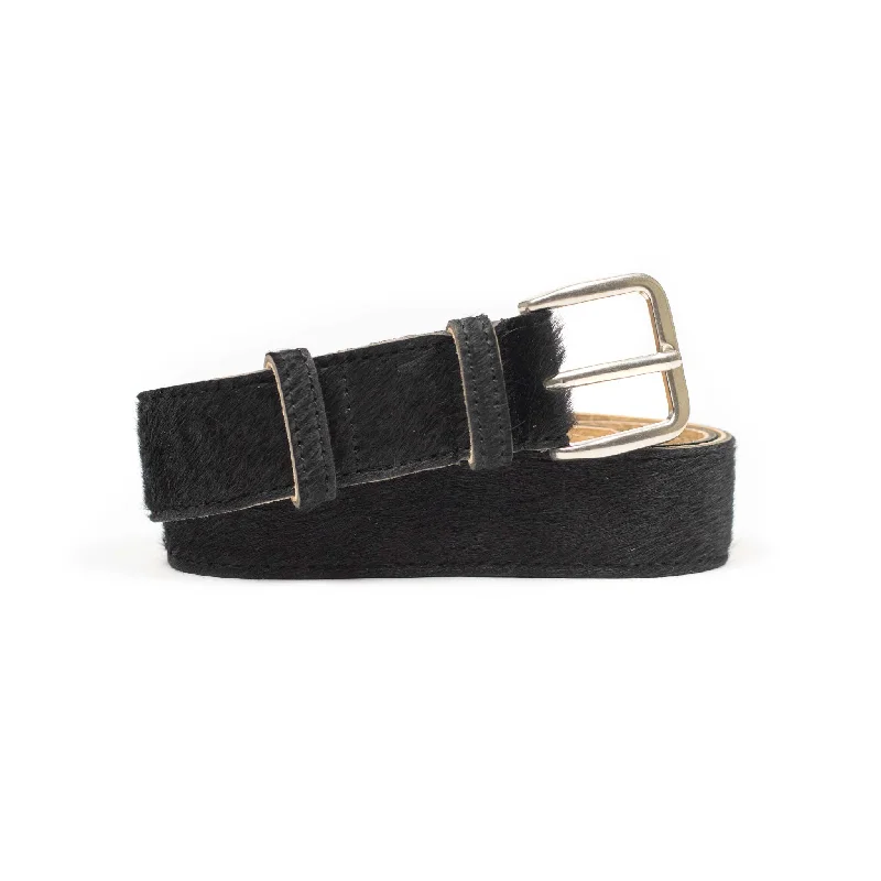 Belt in natural black hair-on calf