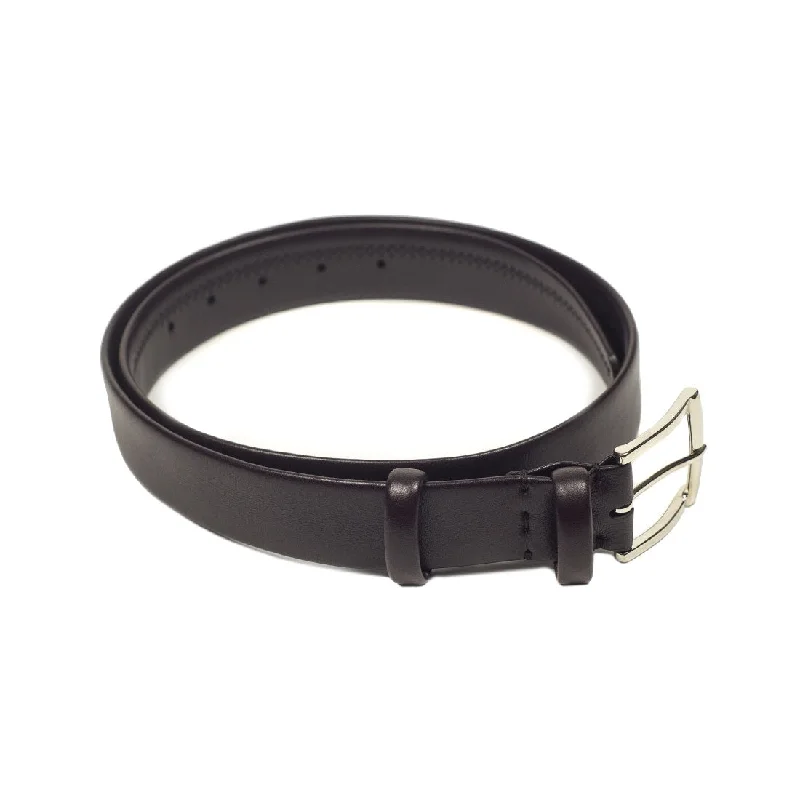 Dark Brown smooth calf "tubo" tubular dress belt