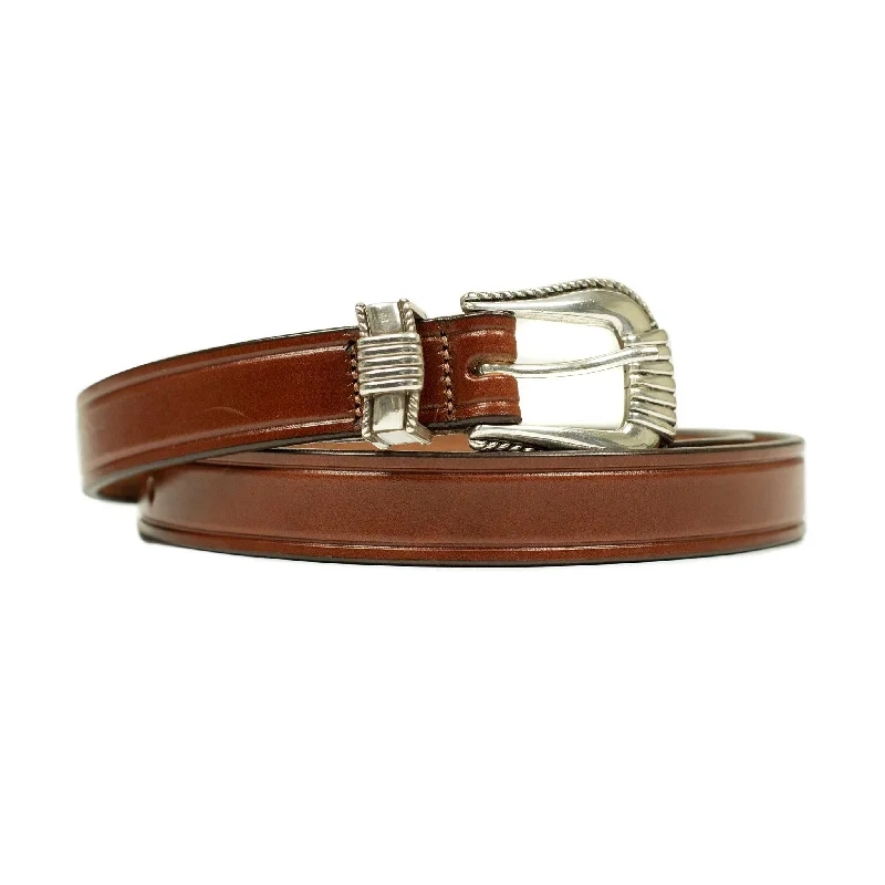 One-inch extended Western belt in oakbark brown leather (restock)