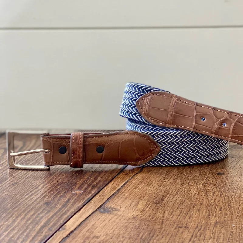 The Stretch Belt, Navy & White