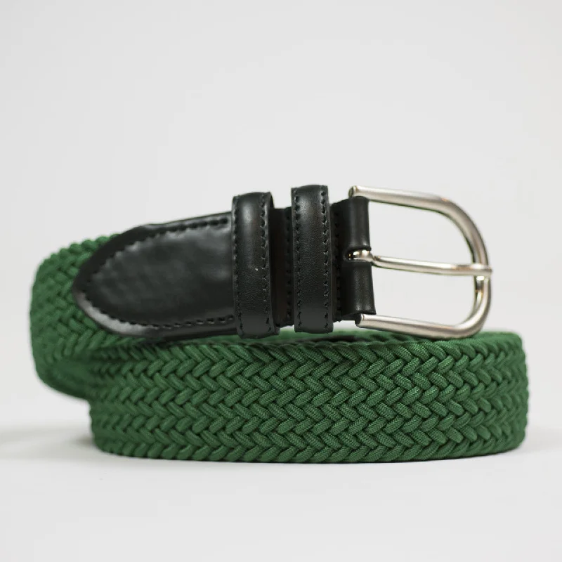 Green "intreccio" elastic woven belt