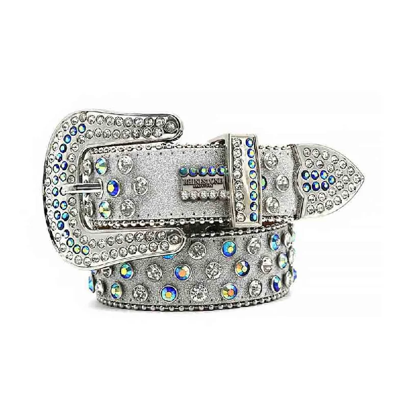 Grey Strap With Multi Crystal Stones BB Belt