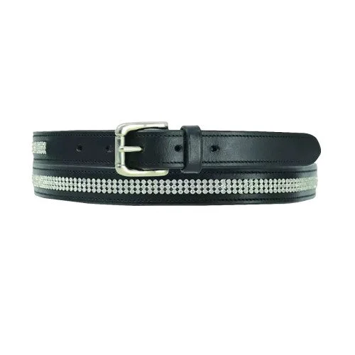 Hy Womens/Ladies Crystal Diamante Leather Belt