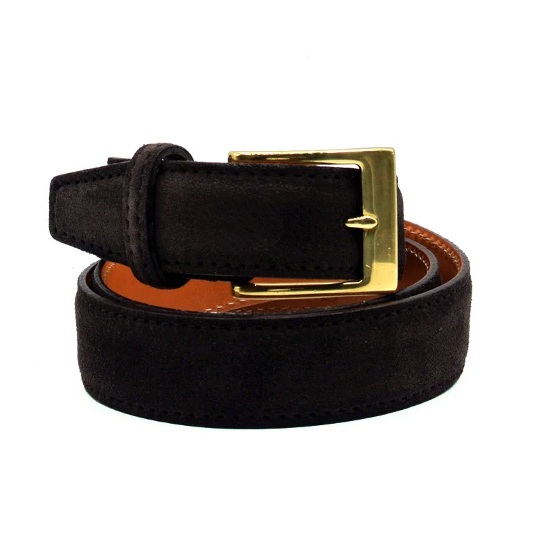 76-255-ESP Italian Sueded Calfskin Belt Espresso