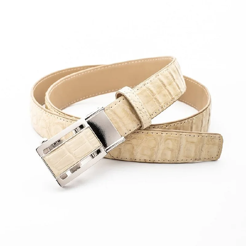 Ivory White Genuine Crocodile Belt