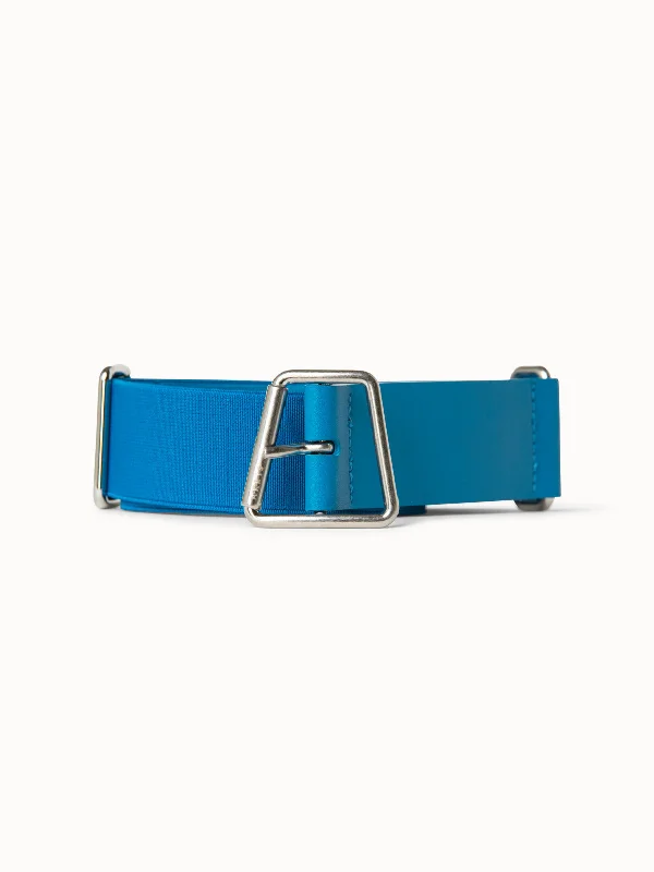 Leather and Elastic Belt with Trapezoid Buckle