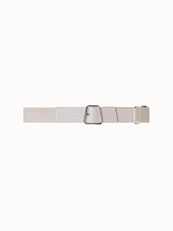 Leather and Elastic Belt with Trapezoid Buckle