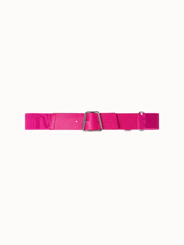 Leather and Elastic Belt with Trapezoid Buckle